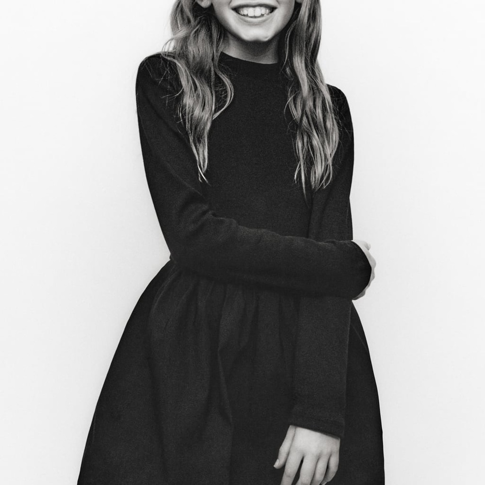 Zara Girl’s Black Long Sleeve Balloon Dress in Size 7